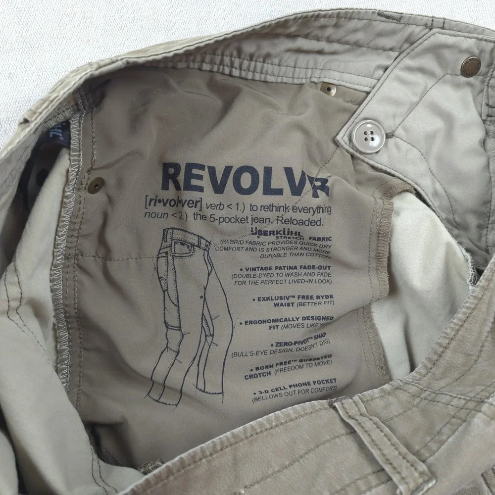 Kuhl Pants Mens 36x31* Khaki Revolvr Outdoot Hiking Camping Casual Hemmed